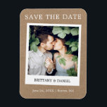 Instant Camera Style Photo Kraft Save The Date Magnet<br><div class="desc">Modern Simple Retro Instant Camera Style Couple Photo Save The Date Photo Engagement Announcement Kraft Magnet</div>