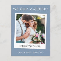 Instant Camera Wedding Announcement Dusty Blue