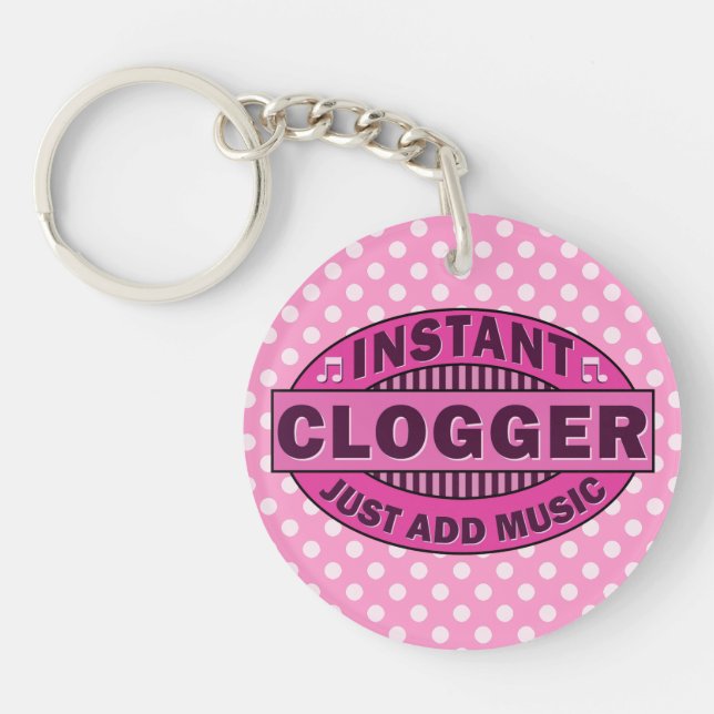 Instant Clogger Just Add Music Pink Key Ring (Front)