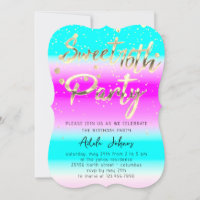 Instant Download Birthday Party Gold Oceanic Invit