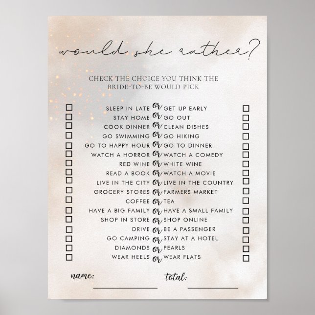 Instant Download Cloud 9 Bridal Shower Game  Poster (Front)