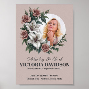 Instant Download Flower Frame Funeral Media Poster