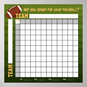 INSTANT DOWNLOAD Football Squares Betting Game Poster