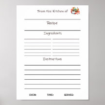 Instant Download Recipe Sheet  or  Poster
