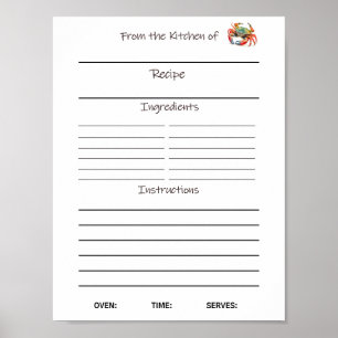 Instant Download Recipe Sheet  or  Poster