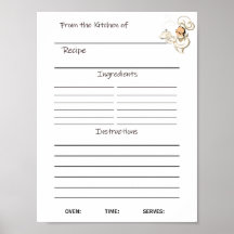 Instant Download Recipe Sheet  or  Poster