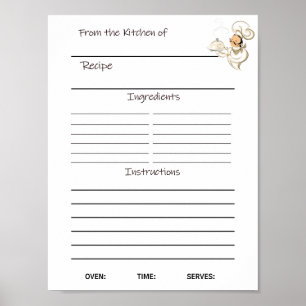 Instant Download Recipe Sheet  or  Poster