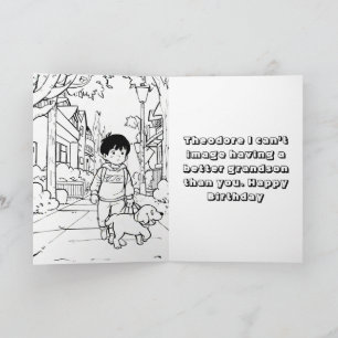 Instant photo anime kids colouring birthday card