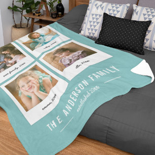 Instant Photo Collage Editable Background Colour Fleece Blanket