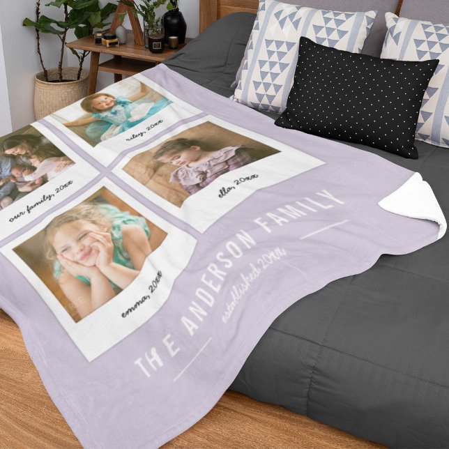 Instant Photo Collage Editable Background Colour Fleece Blanket (Creator Uploaded)