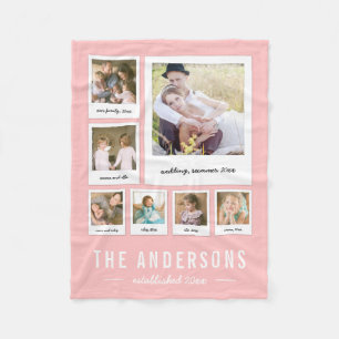 Instant Photo Collage Editable Background Colour Fleece Blanket