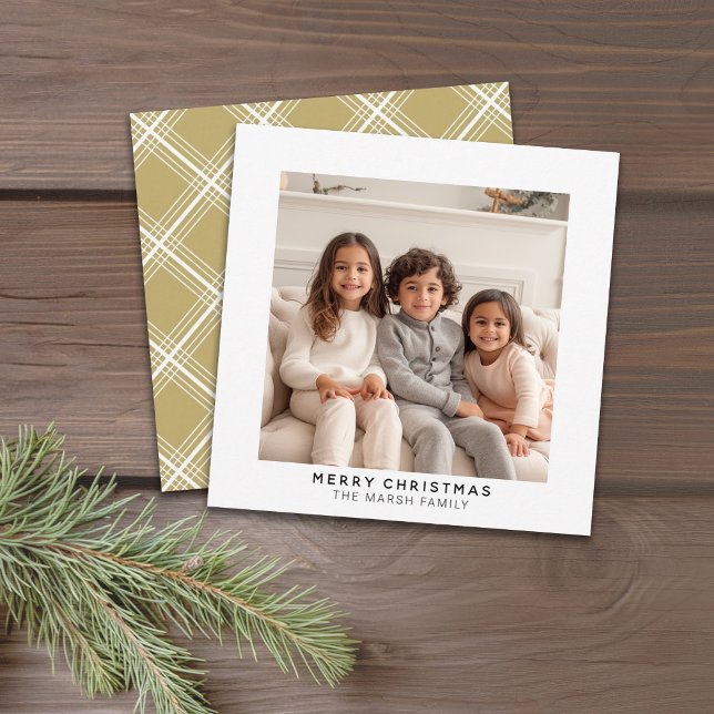 Instant Photo Gallery white border Merry Christmas (A modern, minimal photo card, gallery photo, simple text below the photo. Download option available.)