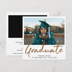 Instant Photo Graduatation Gold Glitter Announceme Invitation