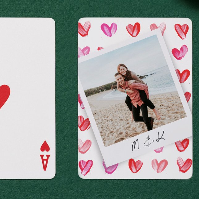 Instant Photo Hearts Monogram Poker Cards (Creator Uploaded)
