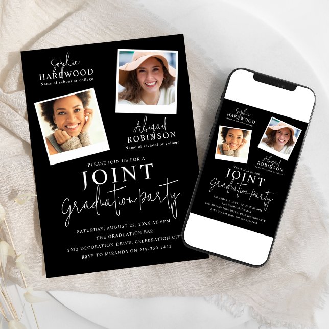 Instant Photo Joint Graduation Party Invitation (Creator Uploaded)