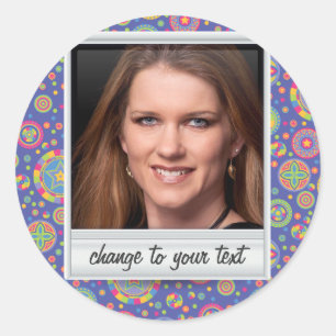 Instant photo - photoframe with pattern classic round sticker