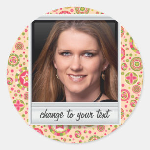 Instant photo - photoframe with pattern classic round sticker