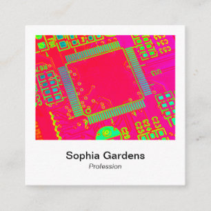 Instant Photo Style - Colourful Abstract Circuitry Square Business Card