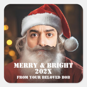 Instant Santa! Just add your face. Square Sticker