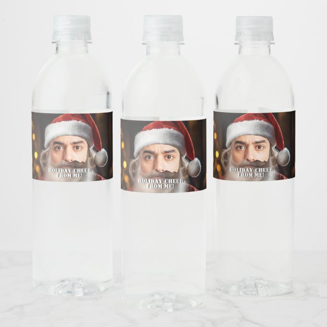 Instant Santa! Just add your face.  Water Bottle Label (Bottles)