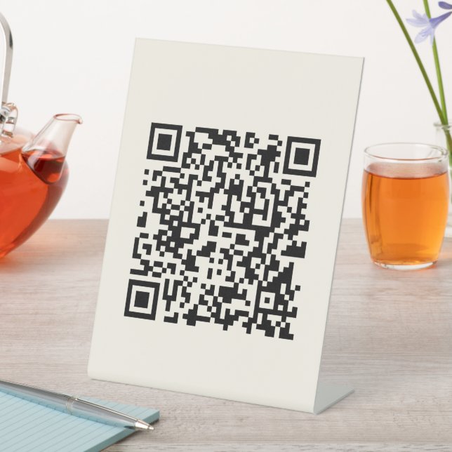 Instantly Create a QR Code | Editable Off White Pedestal Sign (In SItu)