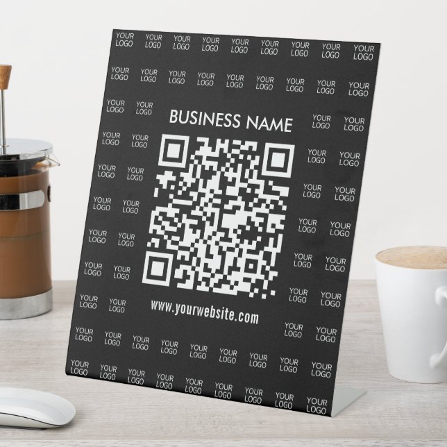 Instantly Create Scannable QR code & Logo Pattern Pedestal Sign (In SItu)