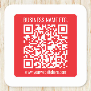 Instantly Create Your Own QR Code   Editable Red Square Paper Coaster