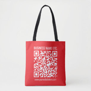 Instantly Create Your Own QR Code   Editable Red Tote Bag