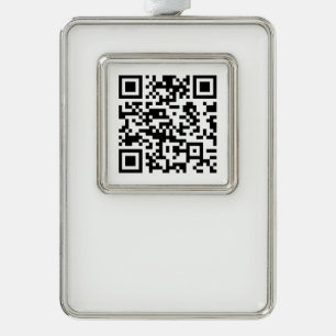 Instantly Created QR Code (by entering your URL) Silver Plated Framed Ornament