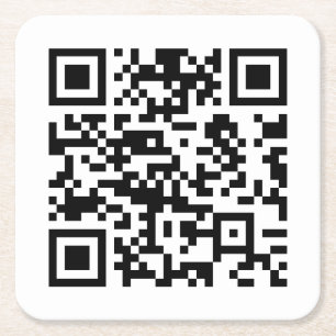 Instantly Created QR Code (by entering your URL) Square Paper Coaster