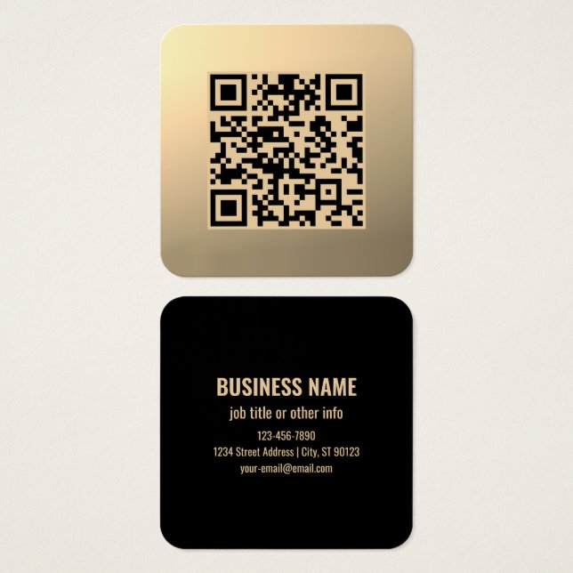 Instantly Editable QR code Template | Faux Gold (Front & Back)
