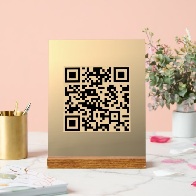 Instantly Editable QR code Template | Faux Gold Acrylic Sign (Wedding)