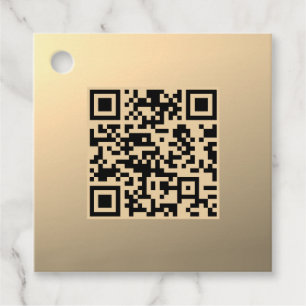 Instantly Editable QR code Template   Faux Gold Favour Tags