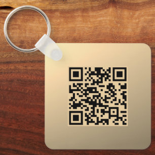Instantly Editable QR code Template   Faux Gold Key Ring