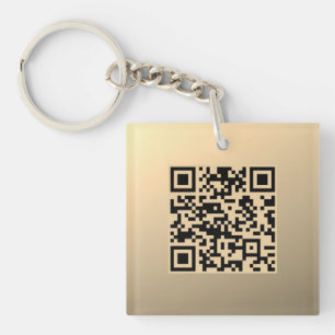 Instantly Editable QR code Template   Faux Gold Key Ring