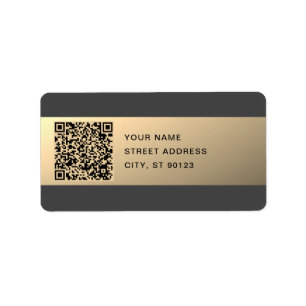 Instantly Editable QR code Template   Faux Gold Label