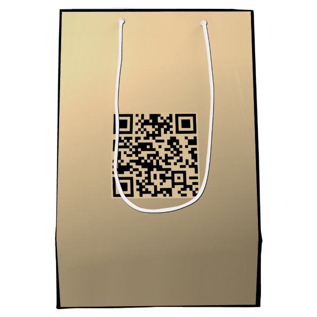 Instantly Editable QR code Template | Faux Gold Medium Gift Bag (Back)