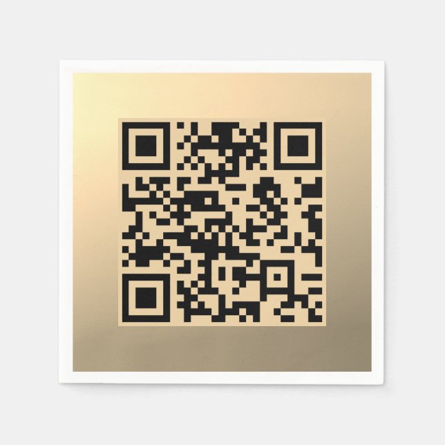 Instantly Editable QR code Template | Faux Gold Napkin (Front)
