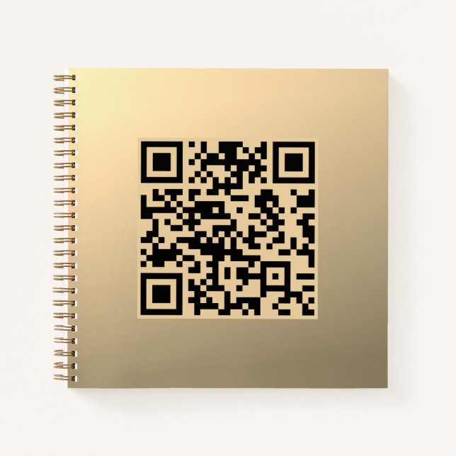 Instantly Editable QR code Template | Faux Gold Notebook (Front)