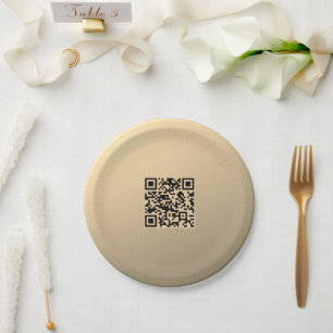 Instantly Editable QR code Template   Faux Gold Paper Plate
