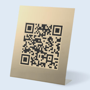 Instantly Editable QR code Template Faux Gold Pedestal Sign