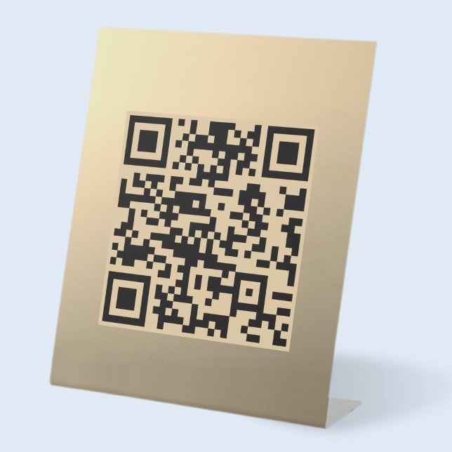 Instantly Editable QR code Template | Faux Gold Pedestal Sign (Creator Uploaded)