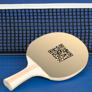 Instantly Editable QR code Template   Faux Gold Ping Pong Paddle