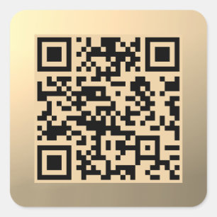 Instantly Editable QR code Template   Faux Gold Square Sticker