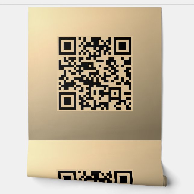 Instantly Editable QR code Template | Faux Gold Wallpaper (Unrolling)
