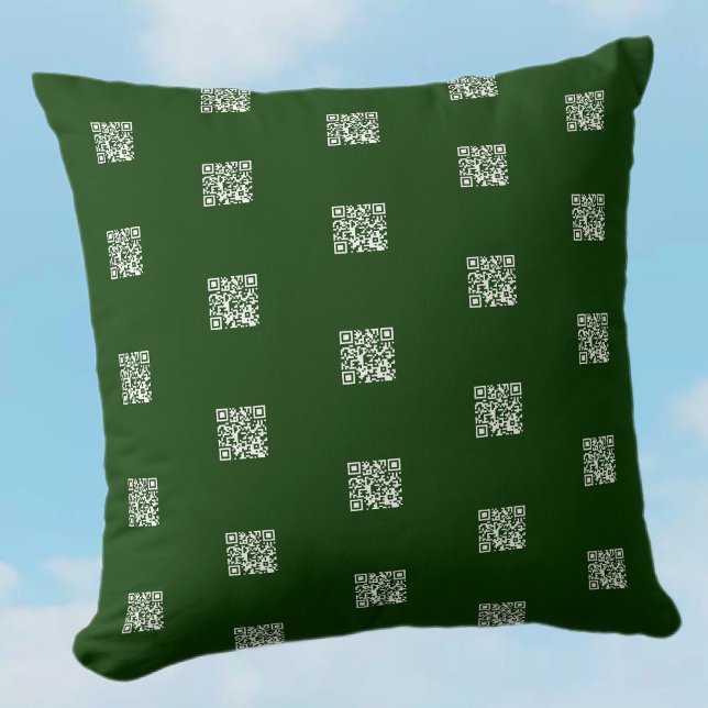 Instantly Make QR Code w/Tiled Pattern Deep Green Cushion (Creator Uploaded)