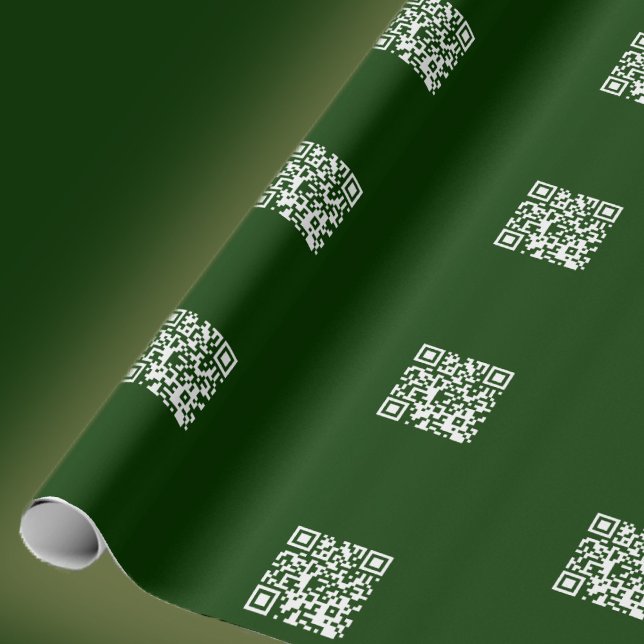 Instantly Make QR Code w/Tiled Pattern Deep Green Wrapping Paper (Creator Uploaded)
