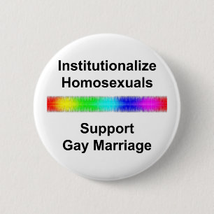 Institutionalise Homosexuals...Support Gay Marriag 6 Cm Round Badge