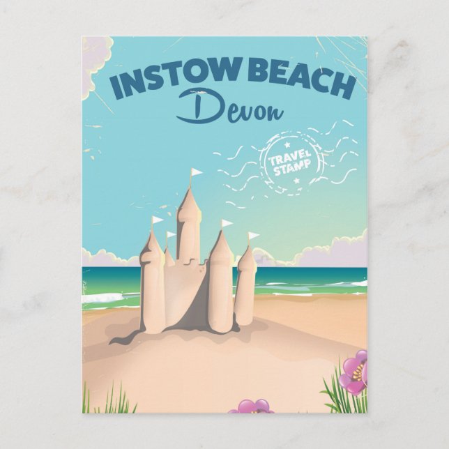 Instow Beach Devon vintage travel poster Postcard (Front)