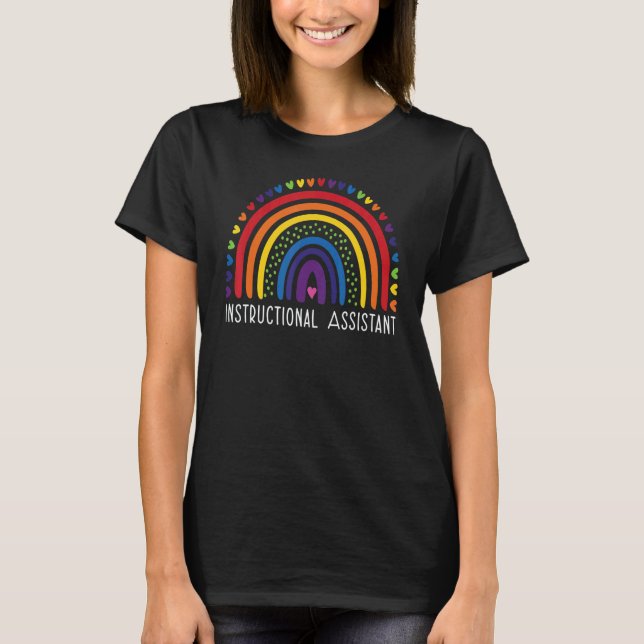 Instructional Assistant Boho Rainbow Graduation Ap T-Shirt (Front)